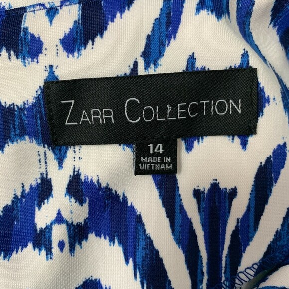 Zarr Collection Women's Dress 14 White Blue Multicolor Sleeveless NWT - Picture 5 of 7